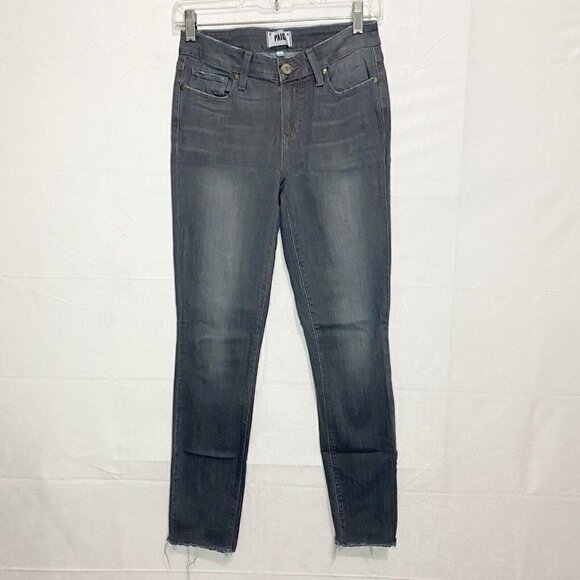 Paige Verdugo Ankle Gray Jeans Raw Cut Hem Skinny Sea Salt Women Size 27x27 - Picture 1 of 7